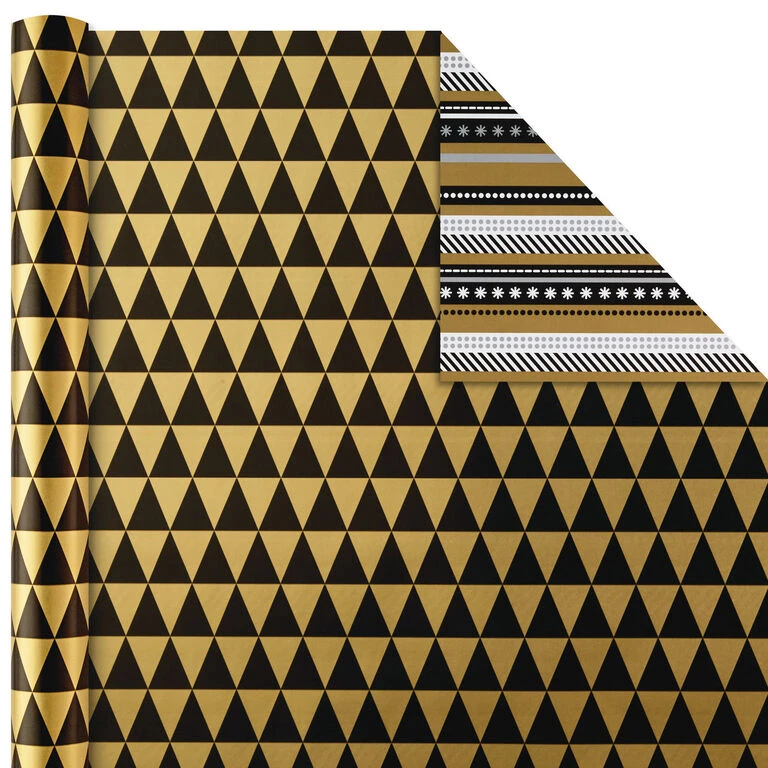Hallmark Black And Gold 4-Pack Reversible Holiday Wrapping Paper Assortment, 150 Sq. Ft. - Image 5