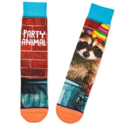 Hallmark Party Animal Raccoon Fun Crew Socks
