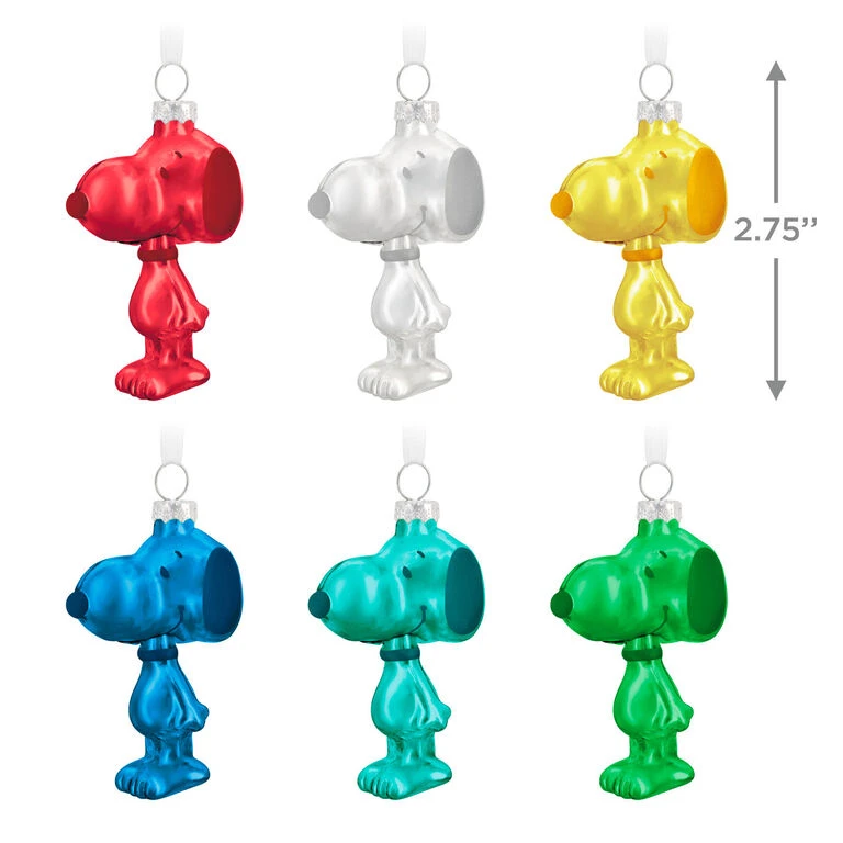 Hallmark The PeanutsĀ® Gang Snoopy Glass Ornaments, Set Of 6 - Image 3