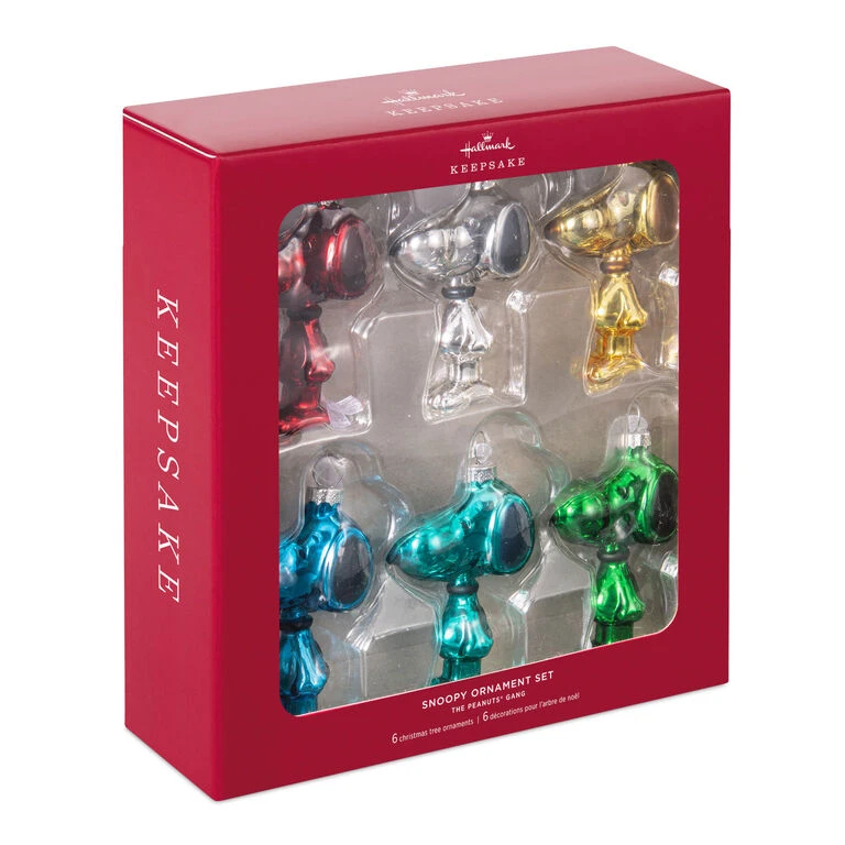 Hallmark The PeanutsĀ® Gang Snoopy Glass Ornaments, Set Of 6 - Image 4
